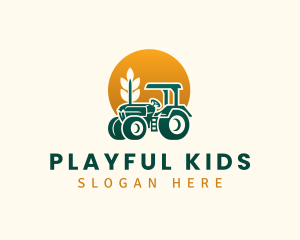 Wheat Farming Tractor logo design