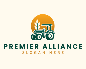 Wheat Farming Tractor logo design