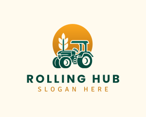 Wheat Farming Tractor logo design