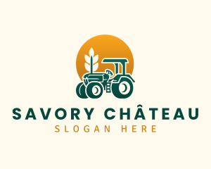 Wheat Farming Tractor logo design