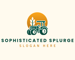 Wheat Farming Tractor logo design