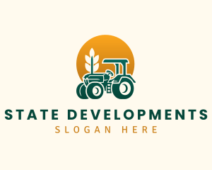 Wheat Farming Tractor logo design