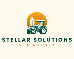 Wheat Farming Tractor logo design