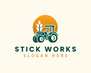 Wheat Farming Tractor logo design