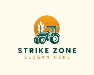 Wheat Farming Tractor logo design