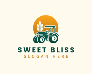 Wheat Farming Tractor logo design