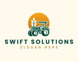 Wheat Farming Tractor logo design