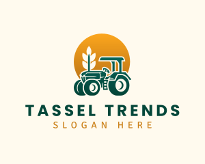 Wheat Farming Tractor logo design