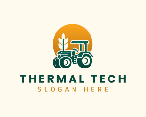 Wheat Farming Tractor logo design