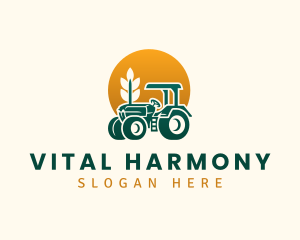 Wheat Farming Tractor logo design