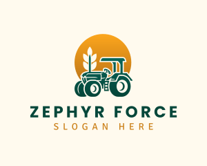 Wheat Farming Tractor logo design