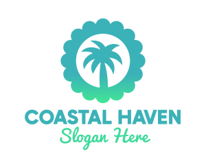 Blue Tropical Palm Tree  logo design