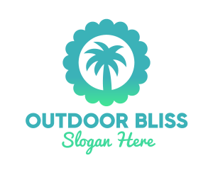 Blue Tropical Palm Tree  logo design