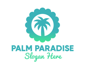 Blue Tropical Palm Tree  logo design