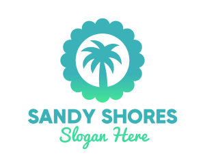 Blue Tropical Palm Tree  logo design