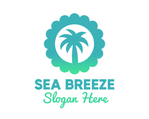 Blue Tropical Palm Tree  logo design