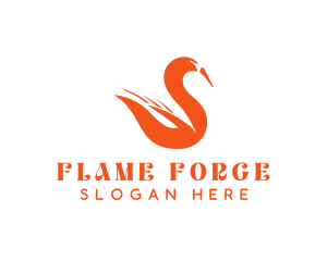 Flame Swan Bird logo design