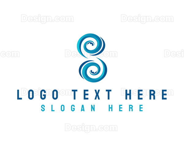 Ocean Wave Letter S Logo