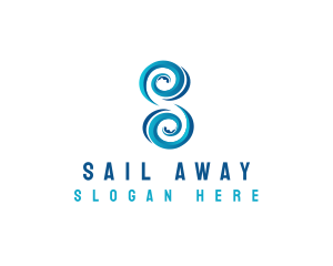 Ocean Wave Letter S logo design