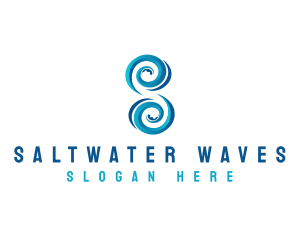 Ocean Wave Letter S logo design