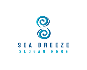 Ocean Wave Letter S logo design