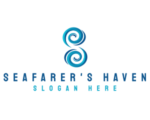 Ocean Wave Letter S logo design