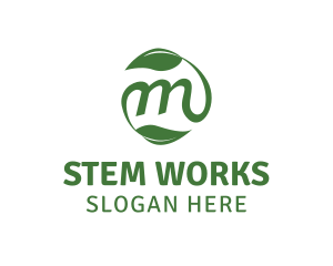 Leaf Stem Letter M logo