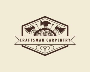 Wood Carpenter Tools logo design