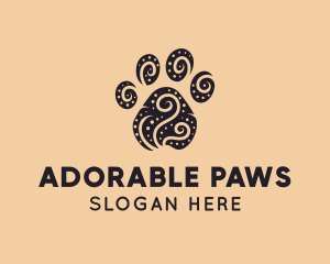 Dog Paw Spiral Dots logo design