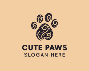 Dog Paw Spiral Dots logo design