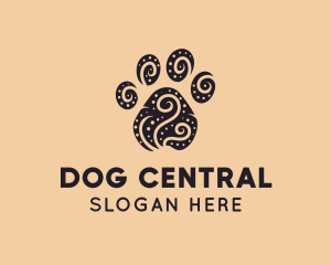 Dog Paw Spiral Dots logo design