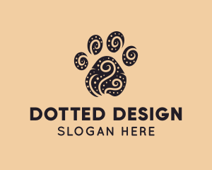 Dog Paw Spiral Dots logo design