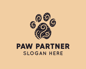 Dog Paw Spiral Dots logo design