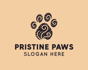 Dog Paw Spiral Dots logo design