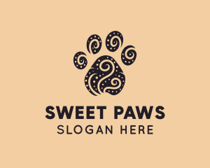 Dog Paw Spiral Dots logo design