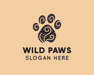 Dog Paw Spiral Dots logo design