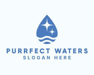 Blue Water Sparkle  logo design