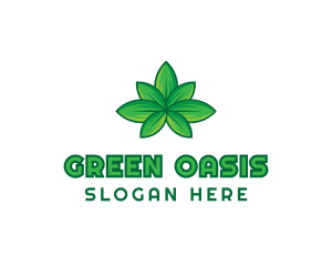 Green Cannabis Weed Leaf logo design