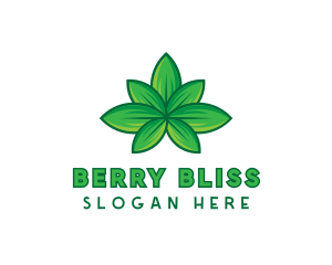 Green Cannabis Weed Leaf logo design