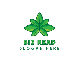 Green Cannabis Weed Leaf logo design