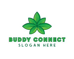 Green Cannabis Weed Leaf logo design