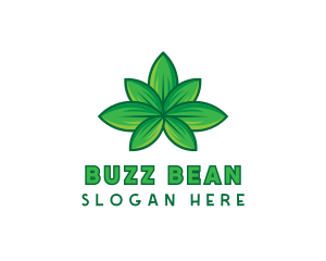 Green Cannabis Weed Leaf logo design