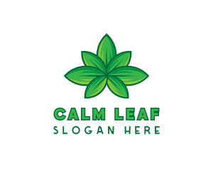 Green Cannabis Weed Leaf logo design