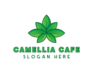 Green Cannabis Weed Leaf logo design