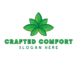 Green Cannabis Weed Leaf logo design