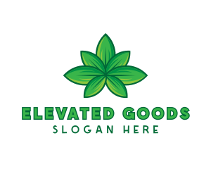 Green Cannabis Weed Leaf logo design