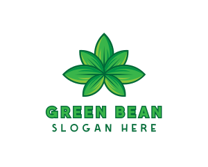 Green Cannabis Weed Leaf logo design