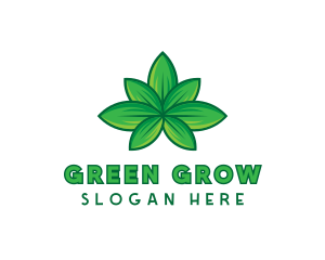 Green Cannabis Weed Leaf logo design