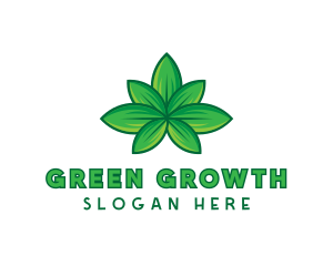 Green Cannabis Weed Leaf logo design