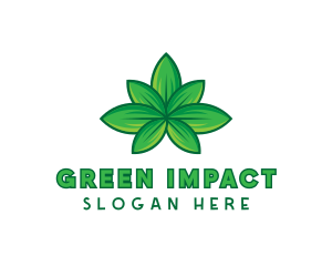 Green Cannabis Weed Leaf logo